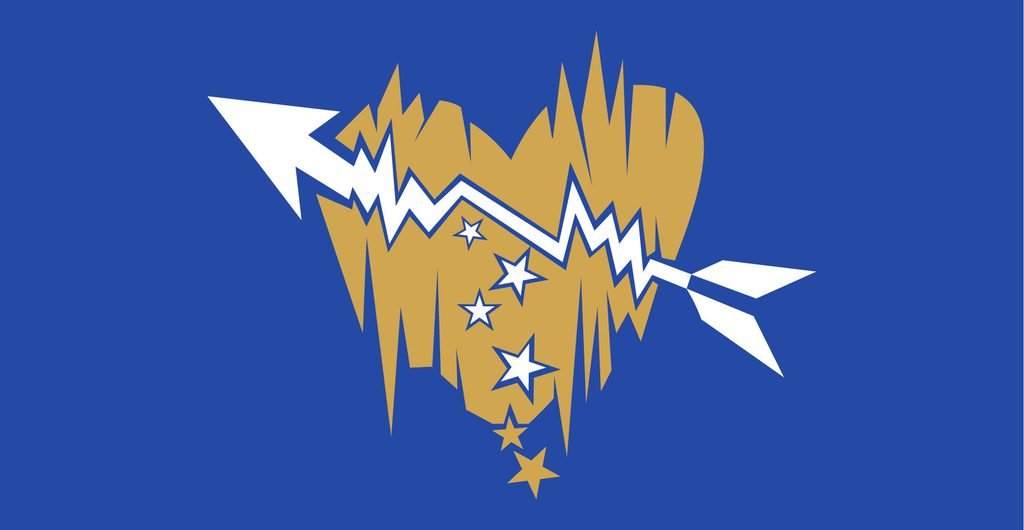 The Migrant Republic flag, Prishtina version from late April 2019, designed by Rupert Jaeger