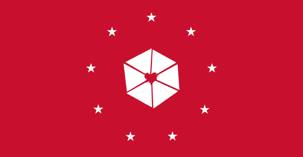 The Migrant Republic flag, Vienna version from early May 2019, designed by Rupert Jaeger